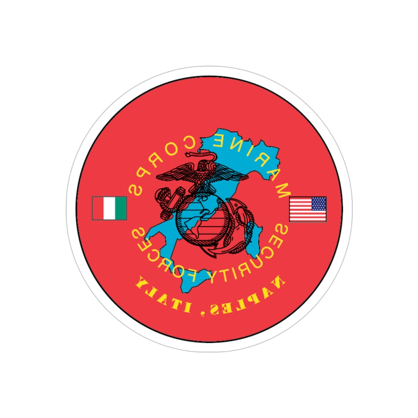 USMC Sec Forces Naples (USMC) REVERSE PRINT Transparent STICKER-4" × 4"-The Sticker Space