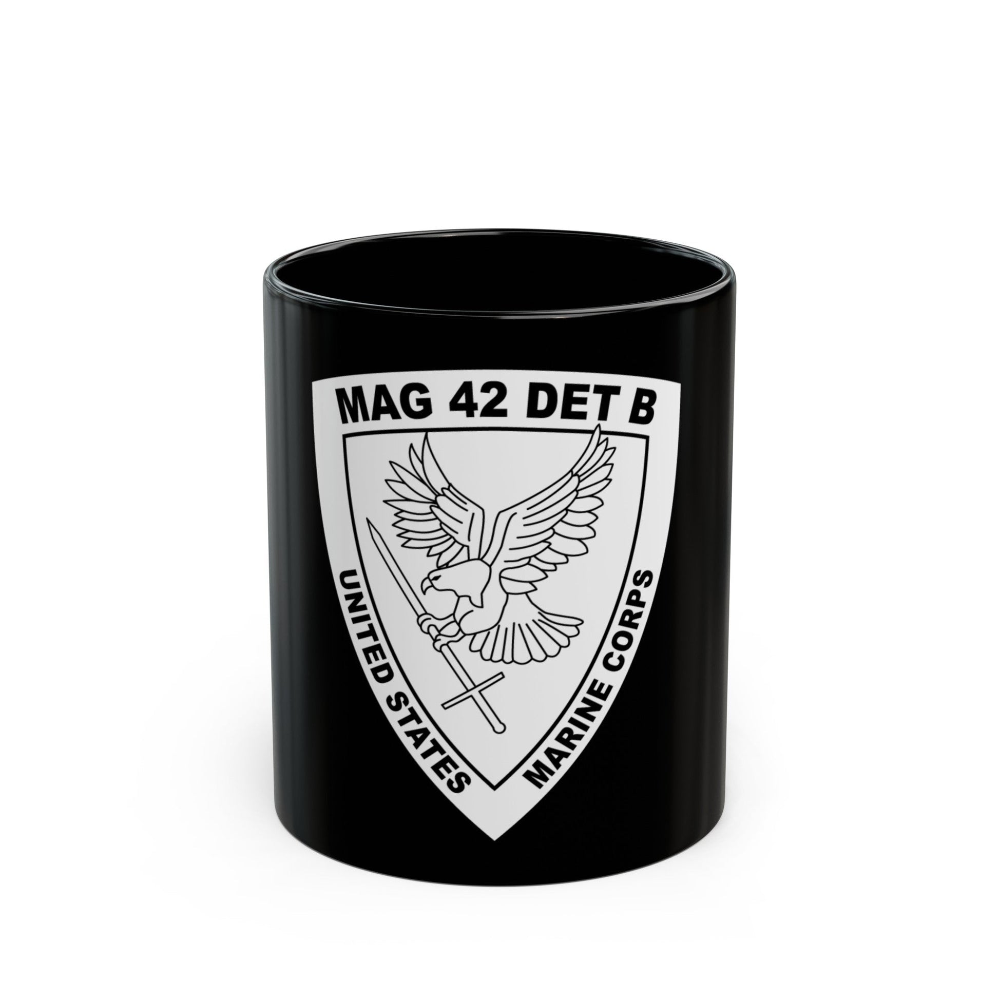 USMC United States Marine Corps MAG 42 DET B BW (USMC) Black Coffee Mug-11oz-The Sticker Space