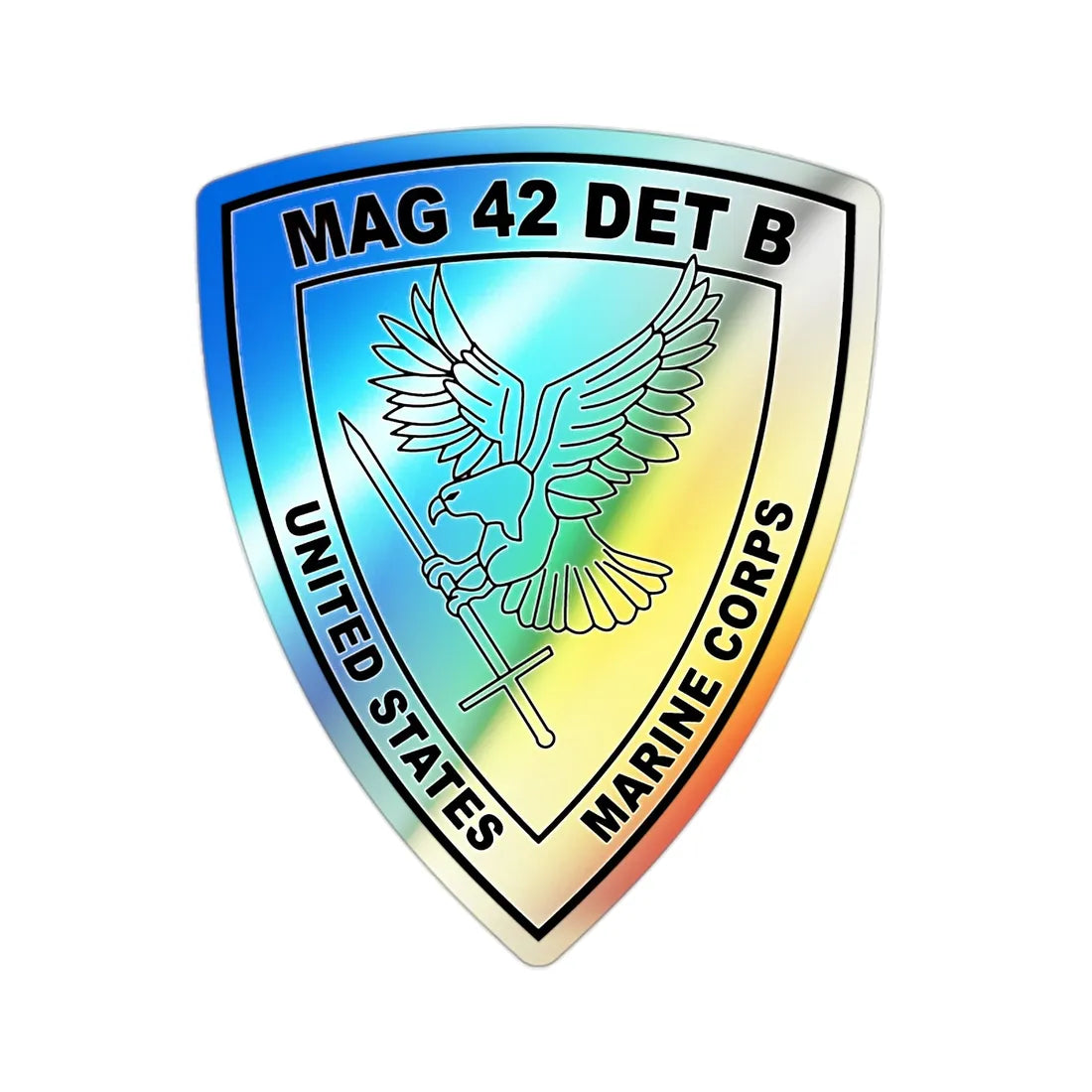 USMC United States Marine Corps MAG 42 DET B BW (USMC) Holographic STICKER Die-Cut Vinyl Decal 2 Inch Holographic - The Sticker Space