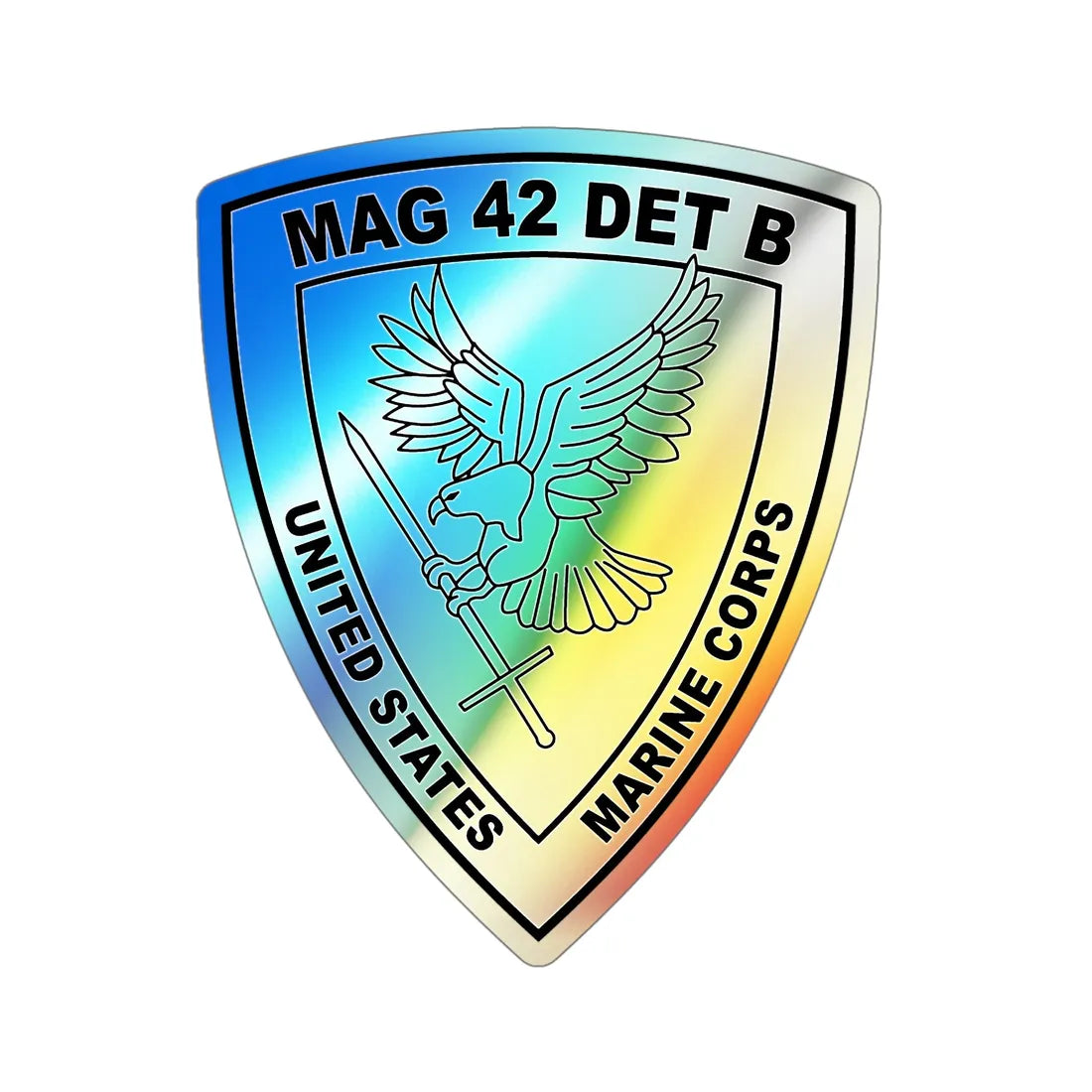 USMC United States Marine Corps MAG 42 DET B BW (USMC) Holographic STICKER Die-Cut Vinyl Decal 6 Inch Holographic - The Sticker Space