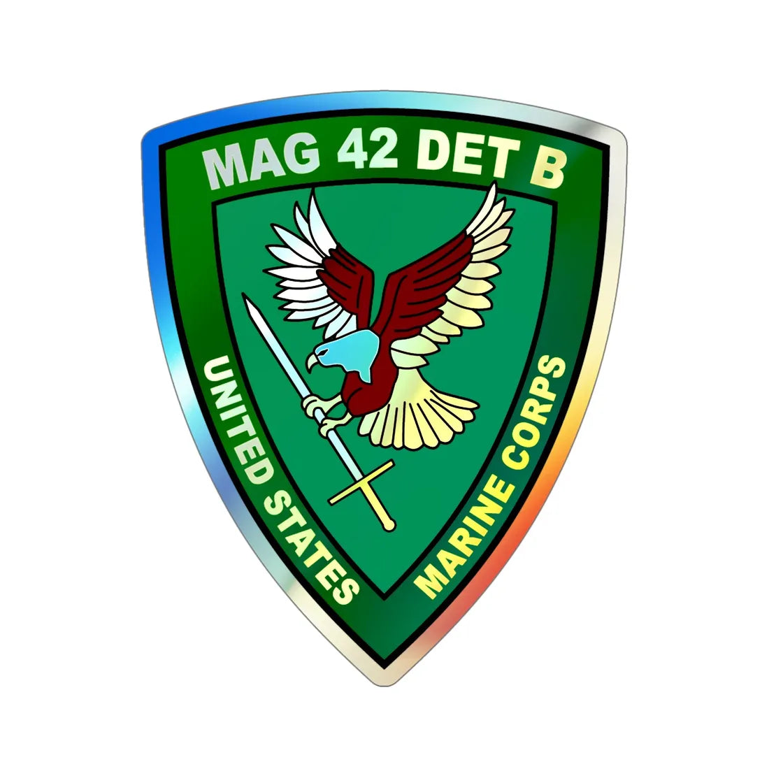 USMC United States Marine Corps MAG 42 DET B (USMC) Holographic STICKER Die-Cut Vinyl Decal 6 Inch Holographic - The Sticker Space