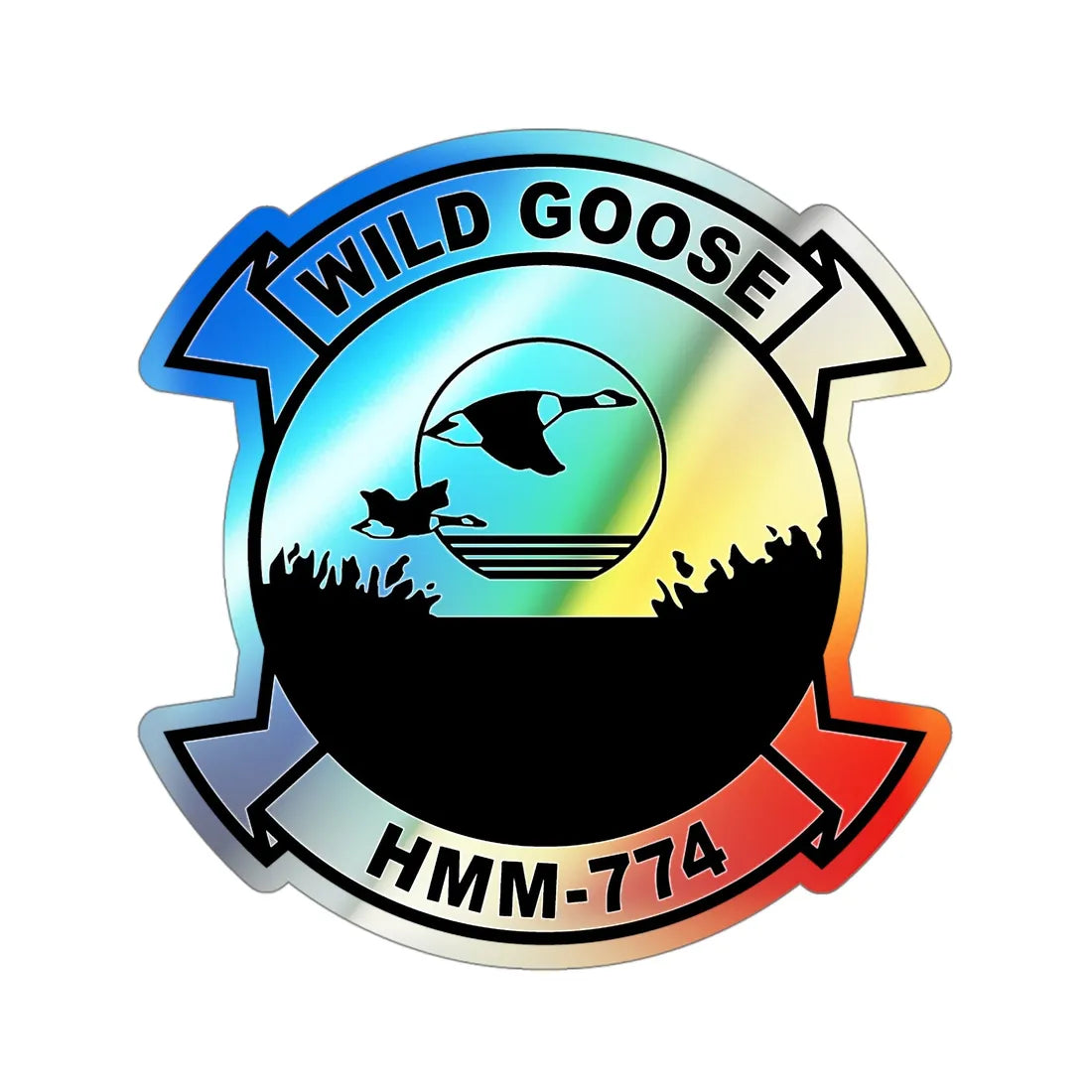 USMC United States Marine Corps Wild Goose HMM 774 (USMC) Holographic STICKER Die-Cut Vinyl Decal 4 Inch Holographic - The Sticker Space