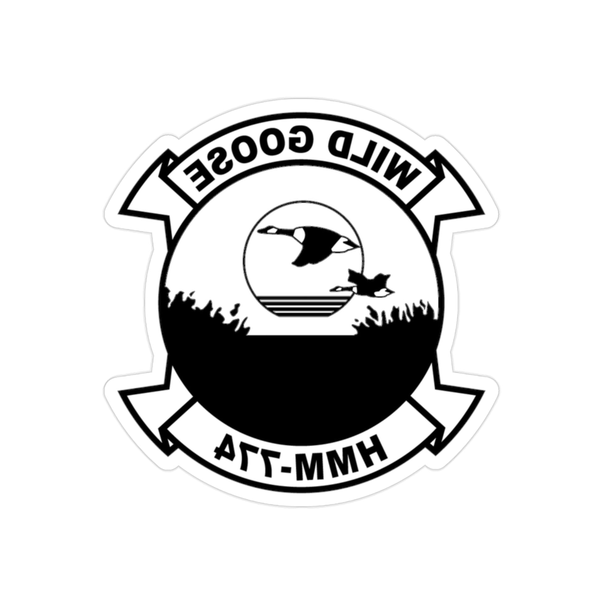 USMC United States Marine Corps Wild Goose HMM 774 (USMC) REVERSE PRINT Transparent STICKER-2" × 2"-The Sticker Space