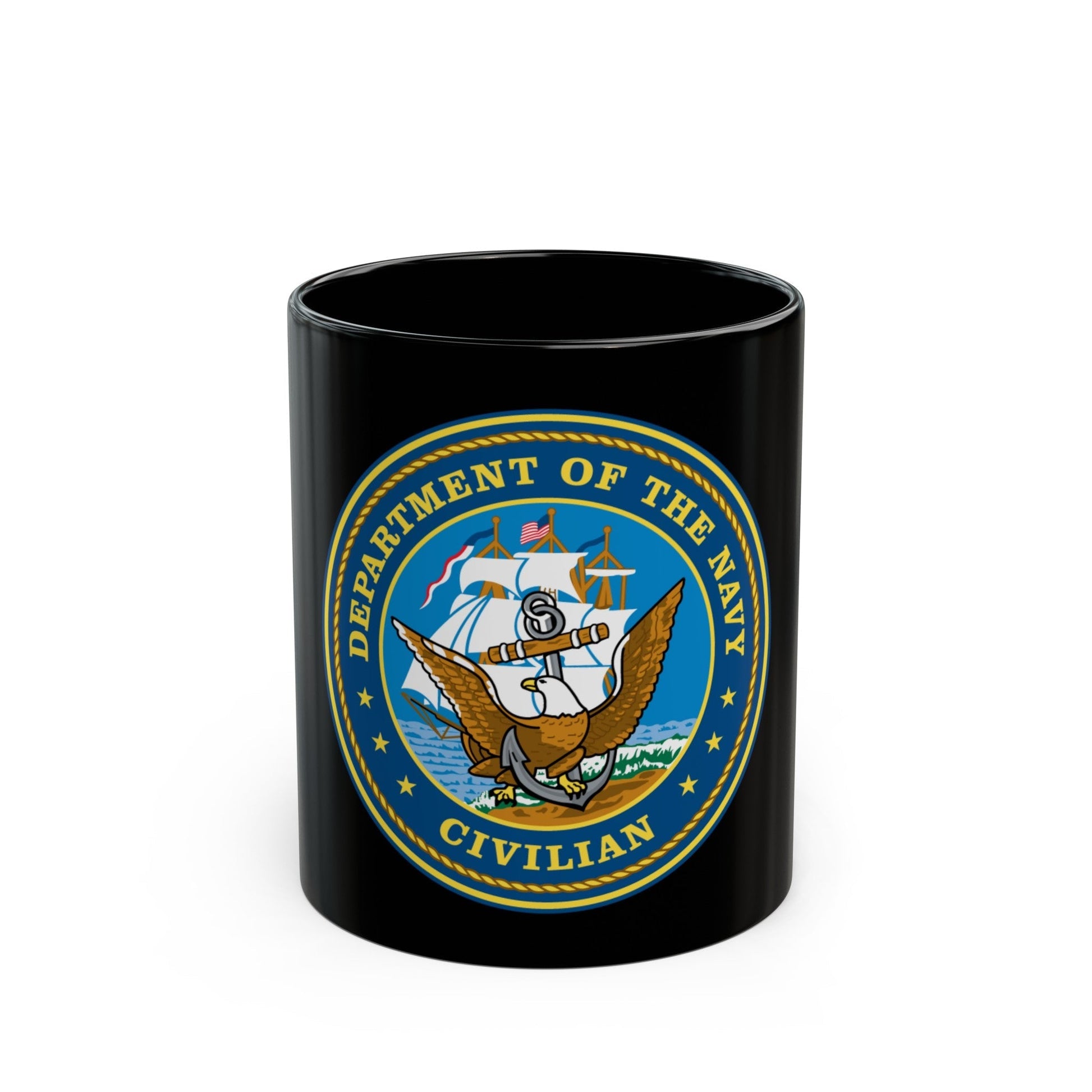 USN Department Of The Navy Civilian (U.S. Navy) Black Coffee Mug-11oz-The Sticker Space