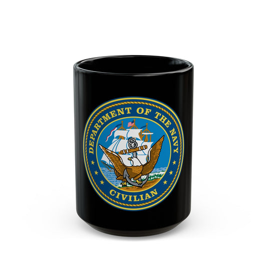 USN Department Of The Navy Civilian (U.S. Navy) Black Coffee Mug-15oz-The Sticker Space