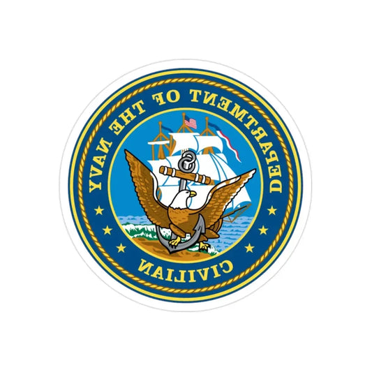 USN Department Of The Navy Civilian (U.S. Navy) REVERSE PRINT Transparent Die-Cut STICKER 2 Inch Die-Cut Transparent - The Sticker Space