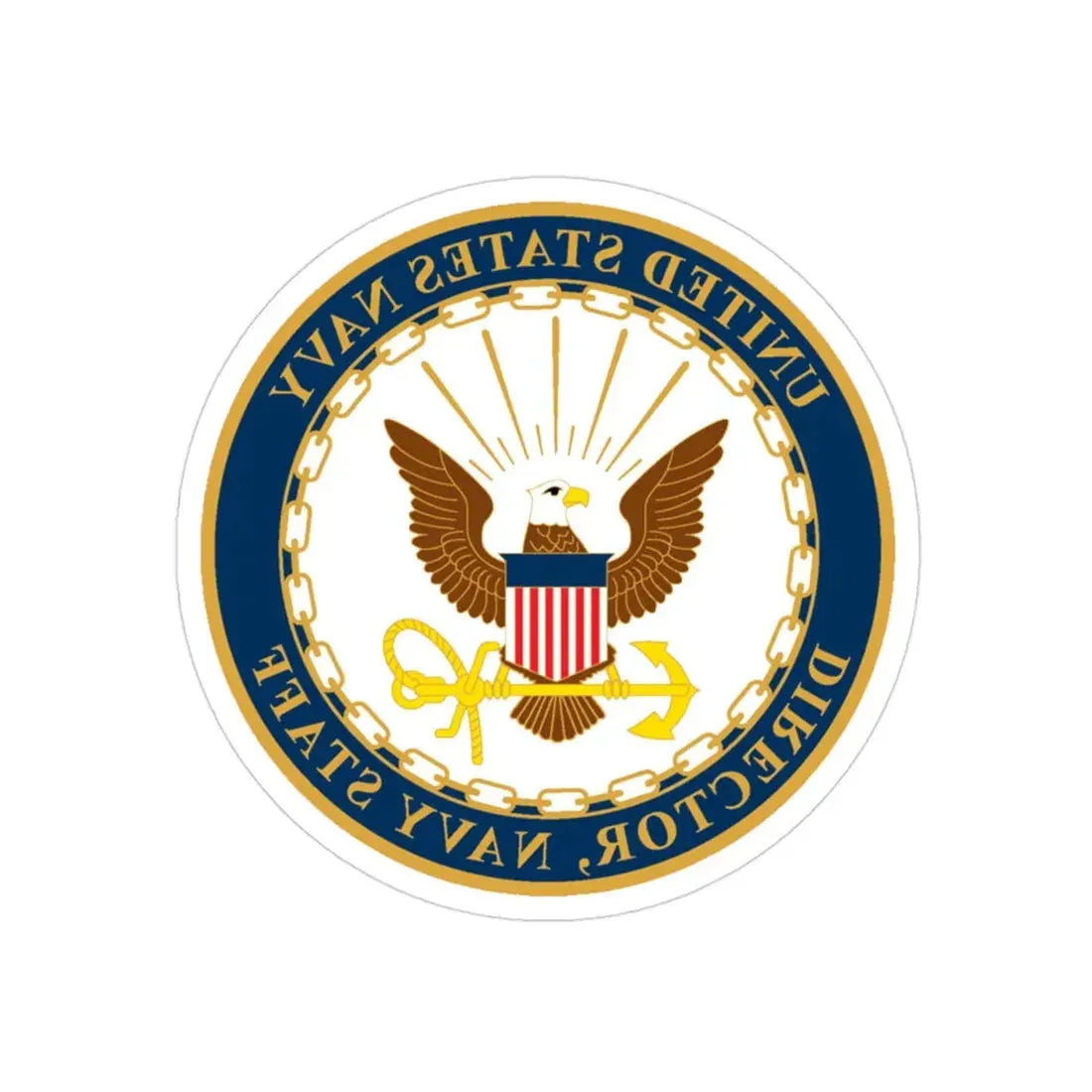 USN DIR NAVY STAFF (U.S. Navy) REVERSE PRINT Transparent Die-Cut STICKER 3 Inch Die-Cut Transparent - The Sticker Space