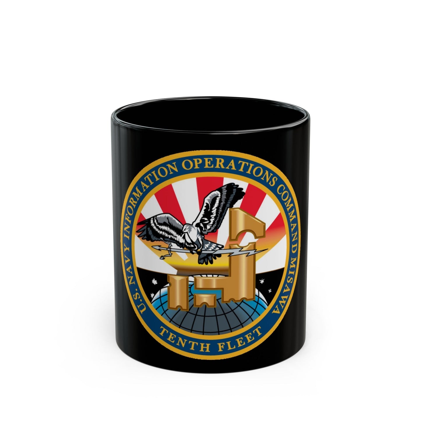 USN IOC Misawa NIOC 10th Fleet (U.S. Navy) Black Coffee Mug-11oz-The Sticker Space