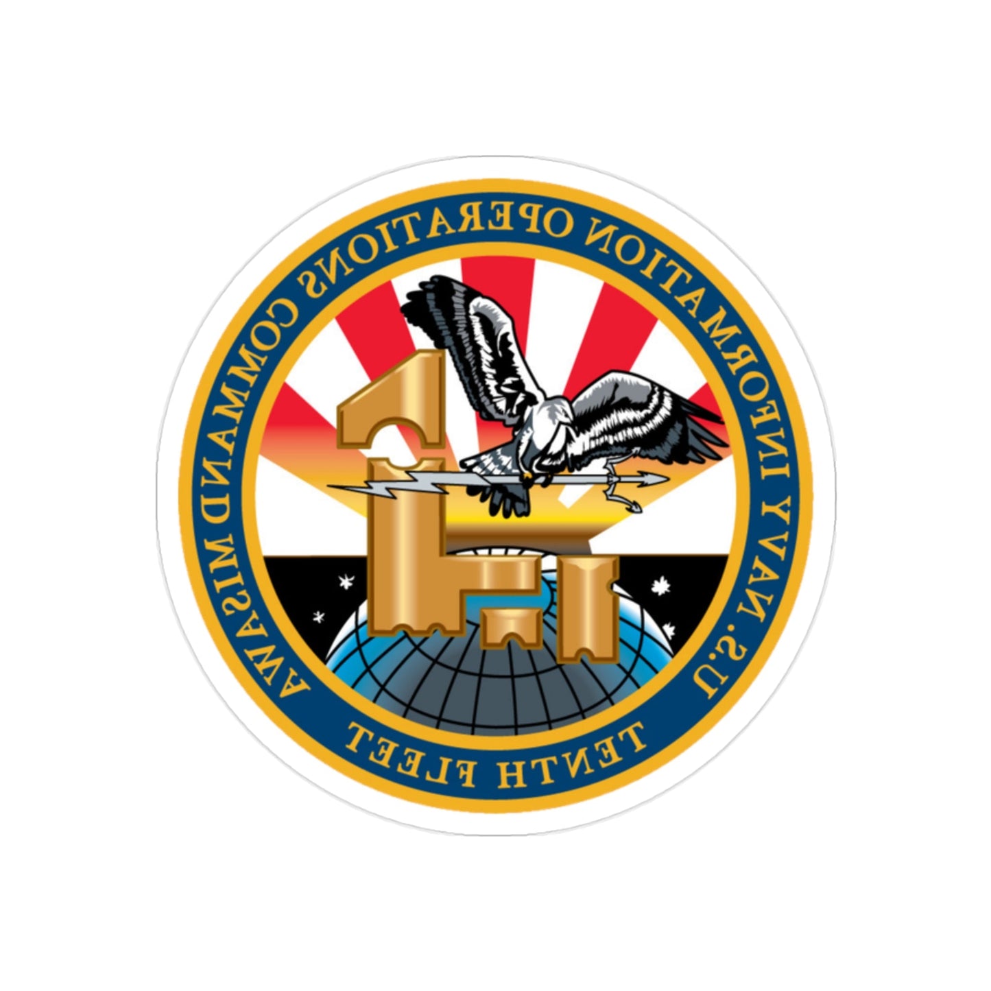 USN IOC Misawa NIOC 10th Fleet (U.S. Navy) REVERSE PRINT Transparent STICKER-2" × 2"-The Sticker Space