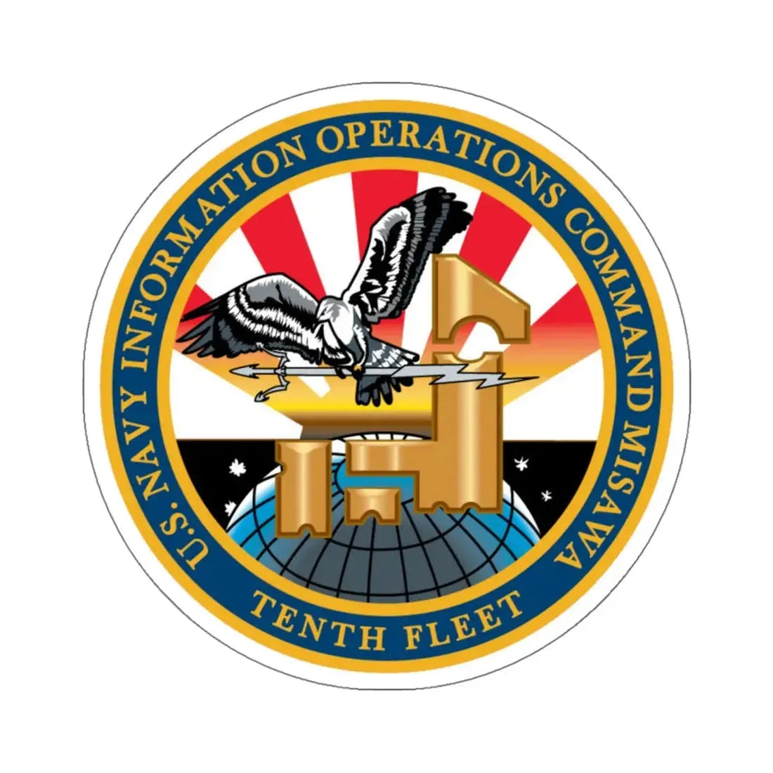USN IOC Misawa NIOC 10th Fleet (U.S. Navy) STICKER Vinyl Kiss-Cut Decal 6 Inch White - The Sticker Space