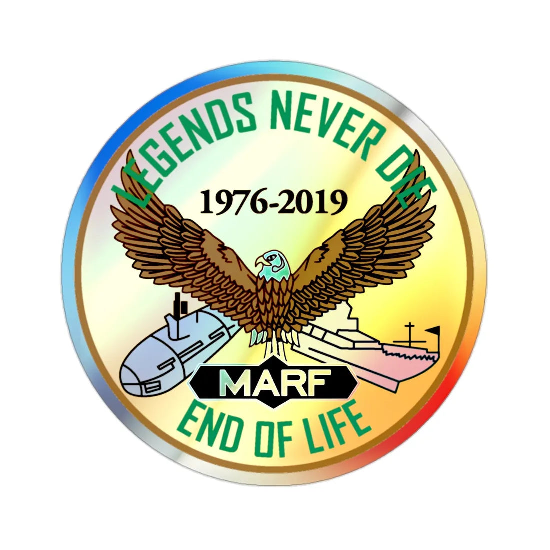 USN LND MARF (U.S. Navy) Holographic STICKER Die-Cut Vinyl Decal 2 Inch Holographic - The Sticker Space