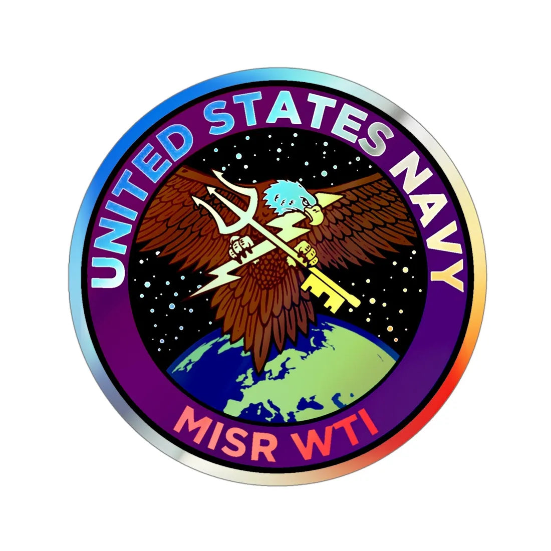 USN MISR WTI (U.S. Navy) Holographic STICKER Die-Cut Vinyl Decal 4 Inch Holographic - The Sticker Space