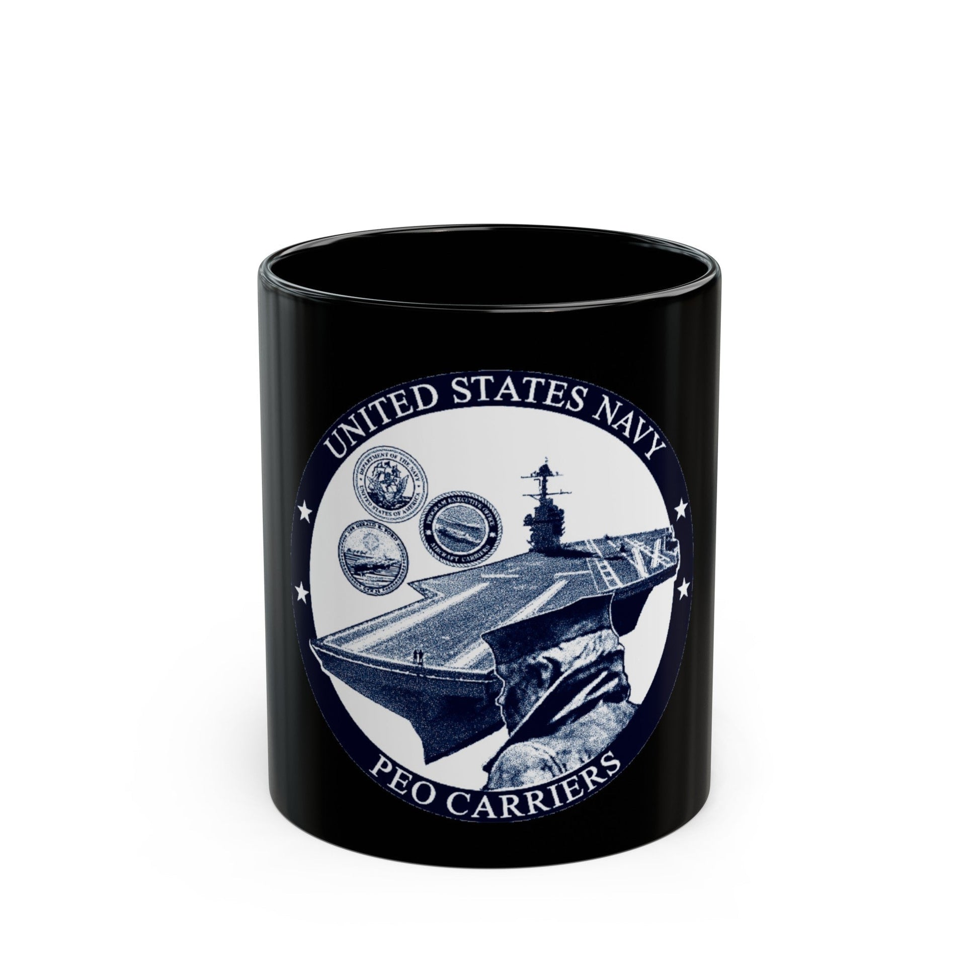 USN PEO Carriers (U.S. Navy) Black Coffee Mug-11oz-The Sticker Space