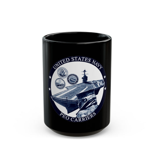 USN PEO Carriers (U.S. Navy) Black Coffee Mug-15oz-The Sticker Space