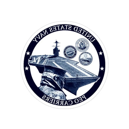 USN PEO Carriers (U.S. Navy) REVERSE PRINT Transparent Die-Cut STICKER 2 Inch Die-Cut Transparent - The Sticker Space