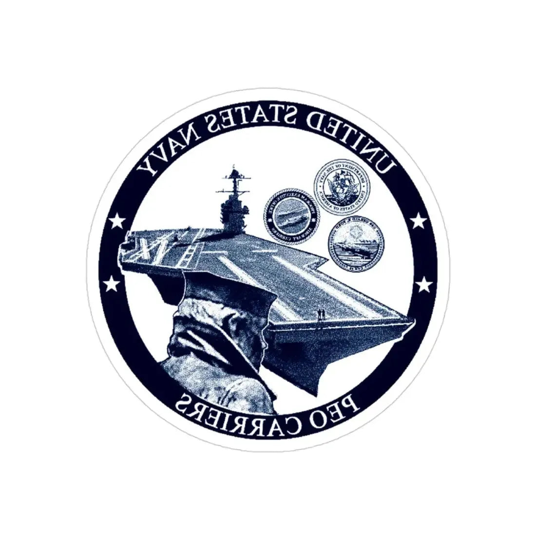 USN PEO Carriers (U.S. Navy) REVERSE PRINT Transparent Die-Cut STICKER 3 Inch Die-Cut Transparent - The Sticker Space