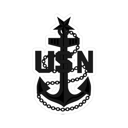USN SCPO cap badge subdued (United States) (Military Rank) STICKER Vinyl Kiss-Cut Decal 3 Inch White - The Sticker Space