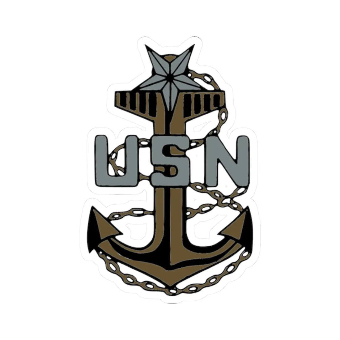 USN SCPO cap badge (United States) (Military Rank) STICKER Vinyl Kiss-Cut Decal 2 Inch White - The Sticker Space