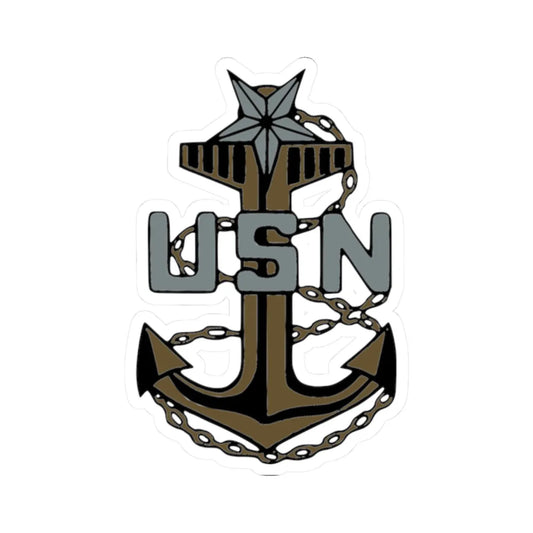 USN SCPO cap badge (United States) (Military Rank) STICKER Vinyl Kiss-Cut Decal 2 Inch White - The Sticker Space