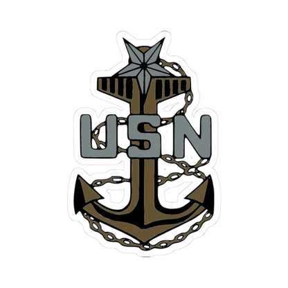 USN SCPO cap badge (United States) (Military Rank) STICKER Vinyl Kiss-Cut Decal 3 Inch White - The Sticker Space