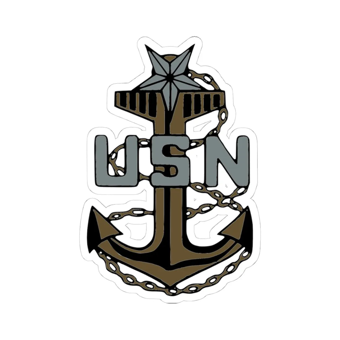 USN SCPO cap badge (United States) (Military Rank) STICKER Vinyl Kiss-Cut Decal 4 Inch White - The Sticker Space
