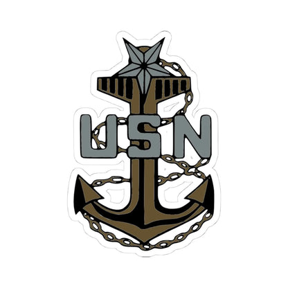 USN SCPO cap badge (United States) (Military Rank) STICKER Vinyl Kiss-Cut Decal 4 Inch White - The Sticker Space