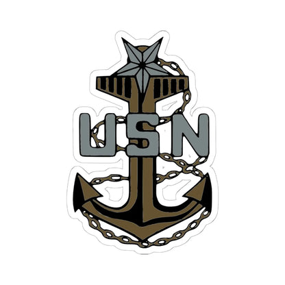 USN SCPO cap badge (United States) (Military Rank) STICKER Vinyl Kiss-Cut Decal 6 Inch White - The Sticker Space