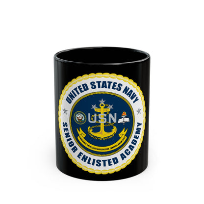 USN Senior Enlisted Academy NEW (U.S. Navy) Black Coffee Mug-11oz-The Sticker Space