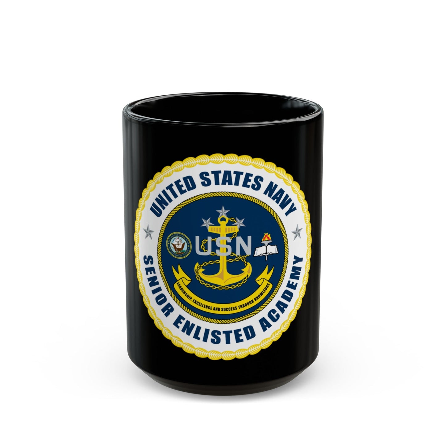 USN Senior Enlisted Academy NEW (U.S. Navy) Black Coffee Mug-15oz-The Sticker Space