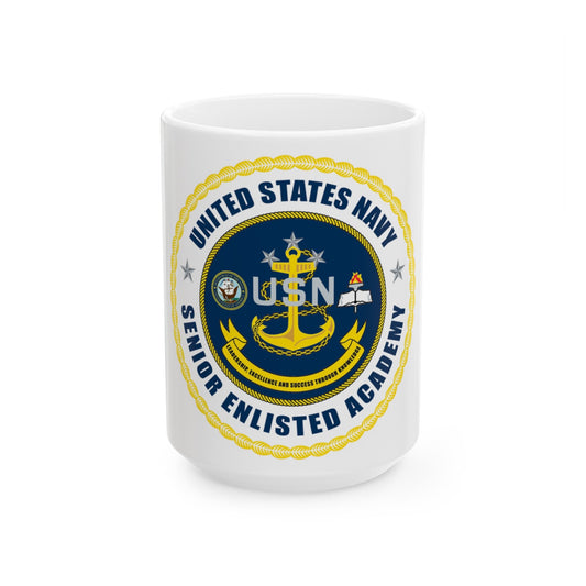 USN Senior Enlisted Academy NEW (U.S. Navy) White Coffee Mug-15oz-The Sticker Space