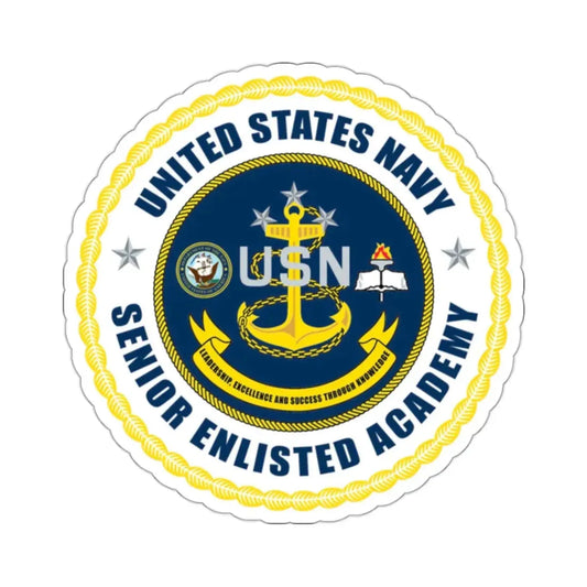 USN Senior Enlisted Academy NEW (U.S. Navy) STICKER Vinyl Kiss-Cut Decal 2 Inch White - The Sticker Space