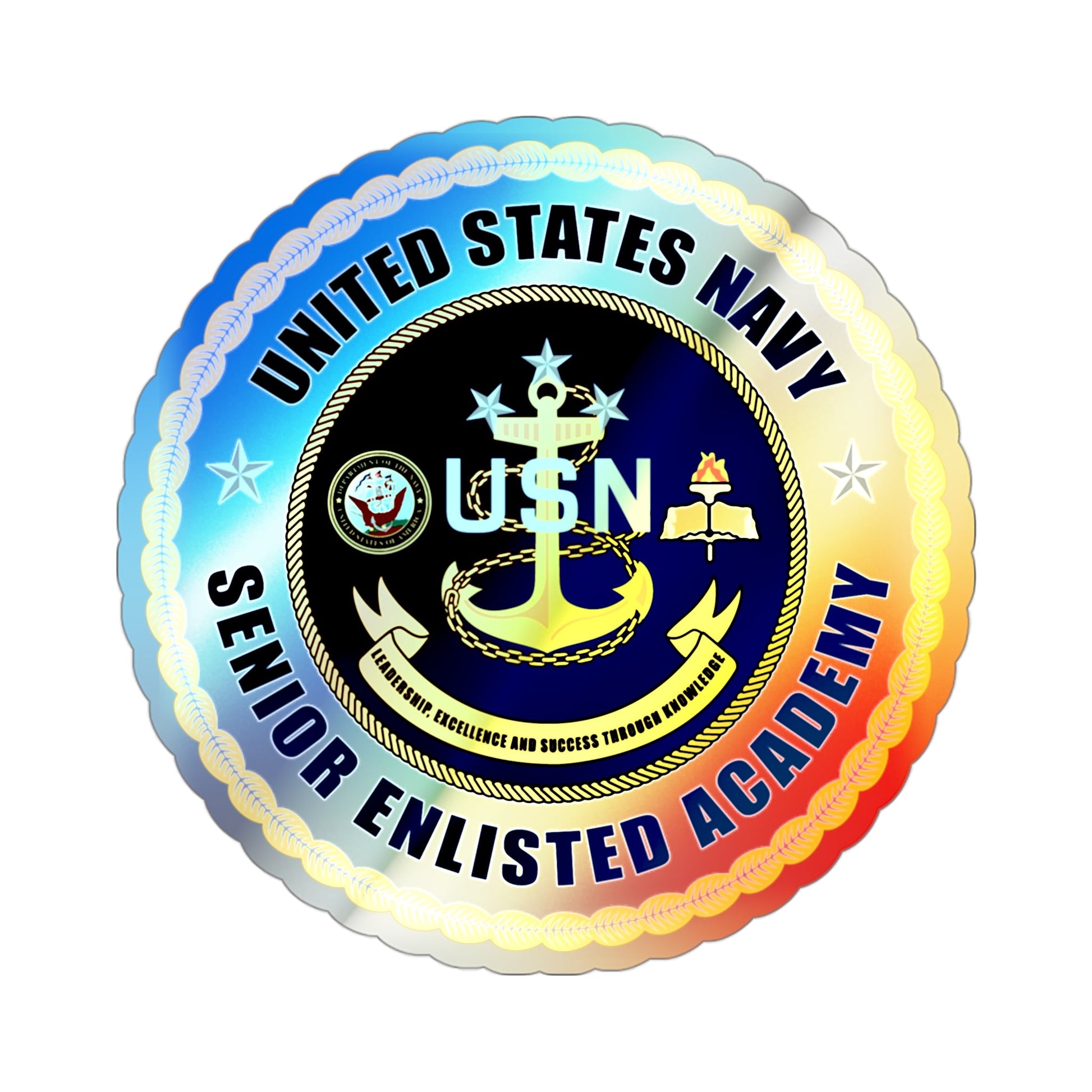 USN Senior Enlisted Academy (U.S. Navy) Holographic STICKER Die-Cut Vinyl Decal-3 Inch-The Sticker Space