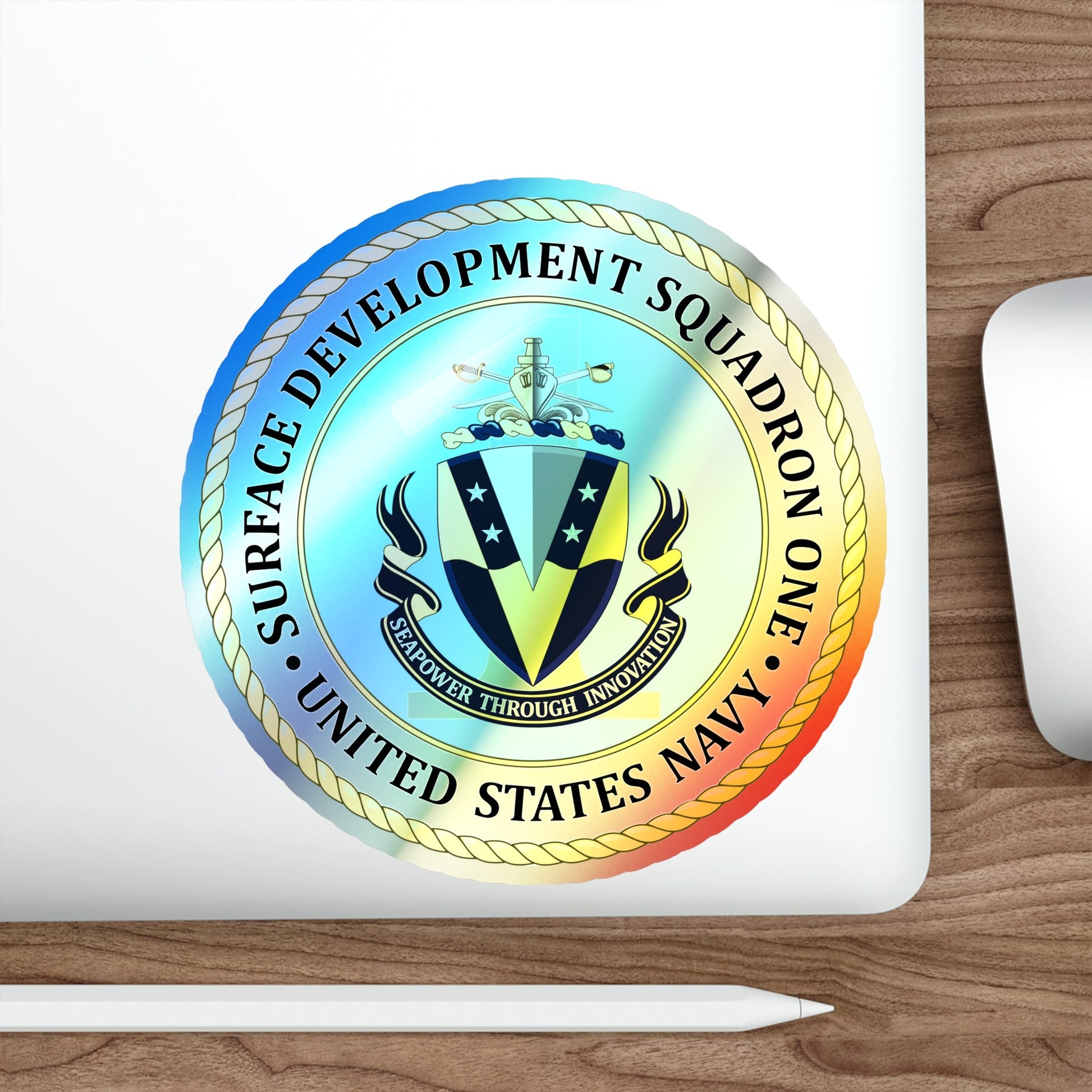 USN Surface Development Squadron One (U.S. Navy) Holographic STICKER Die-Cut Vinyl Decal-The Sticker Space