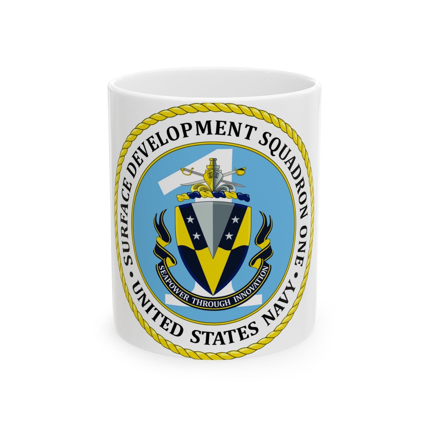 USN Surface Development Squadron One (U.S. Navy) White Coffee Mug-11oz-The Sticker Space