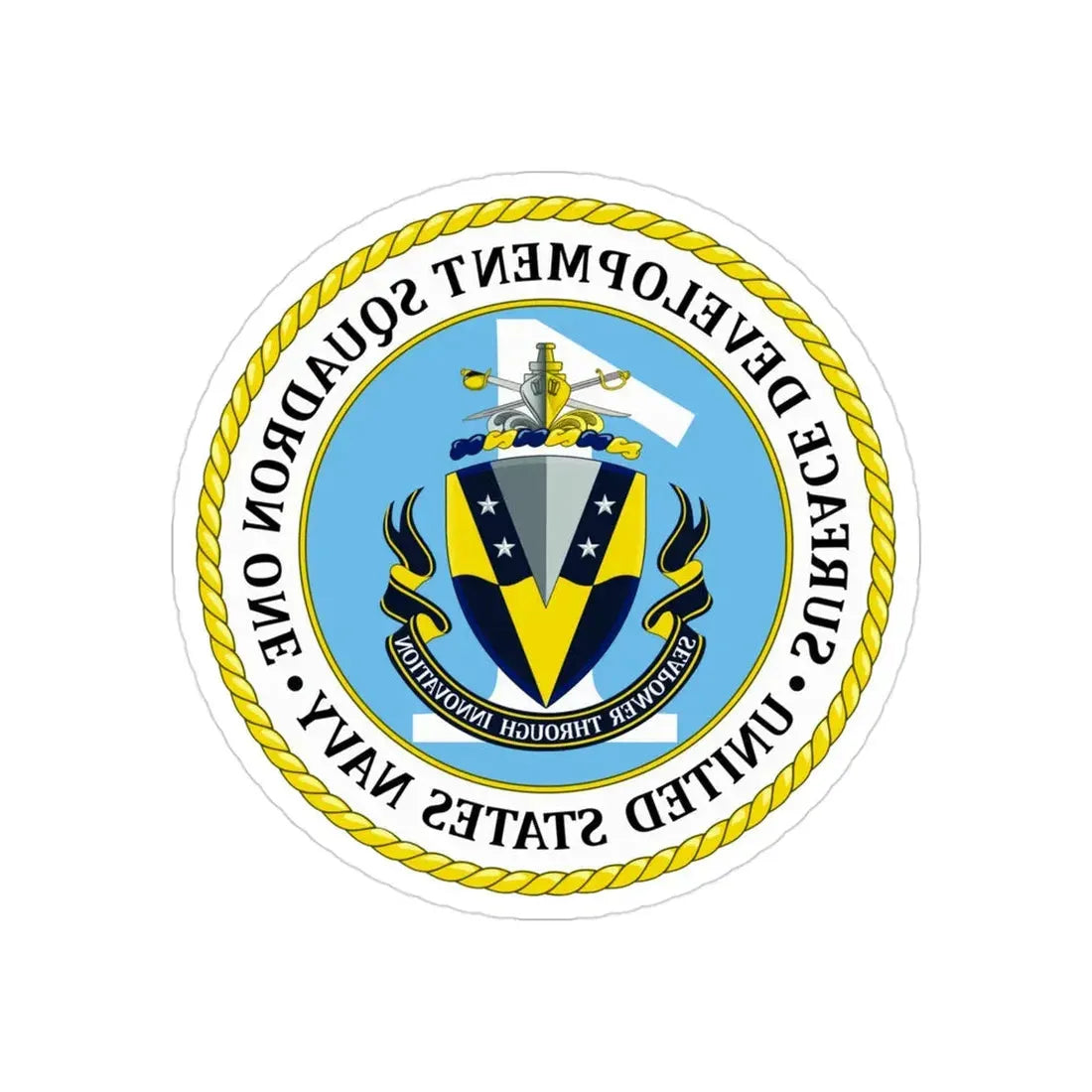 USN Surface Development Squadron One (U.S. Navy) REVERSE PRINT Transparent Die-Cut STICKER 3 Inch Die-Cut Transparent - The Sticker Space