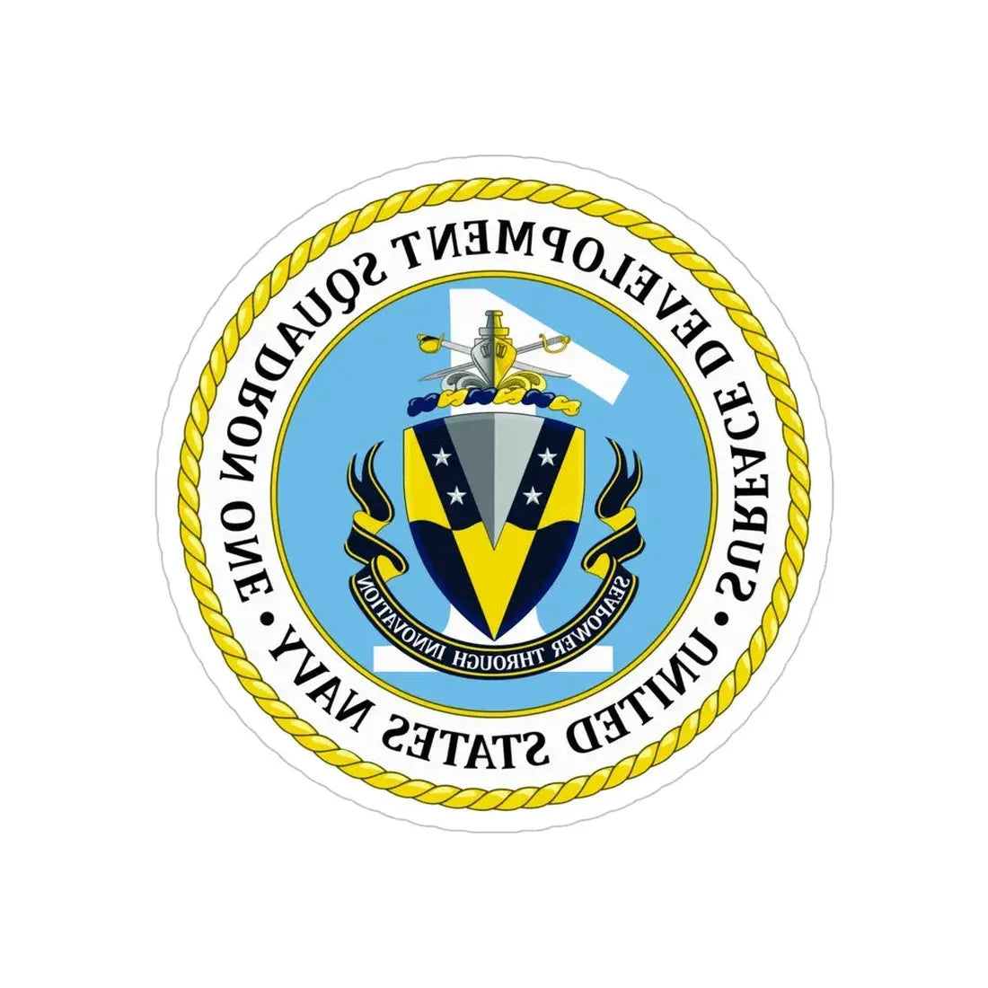 USN Surface Development Squadron One (U.S. Navy) REVERSE PRINT Transparent Die-Cut STICKER 5 Inch Die-Cut Transparent - The Sticker Space