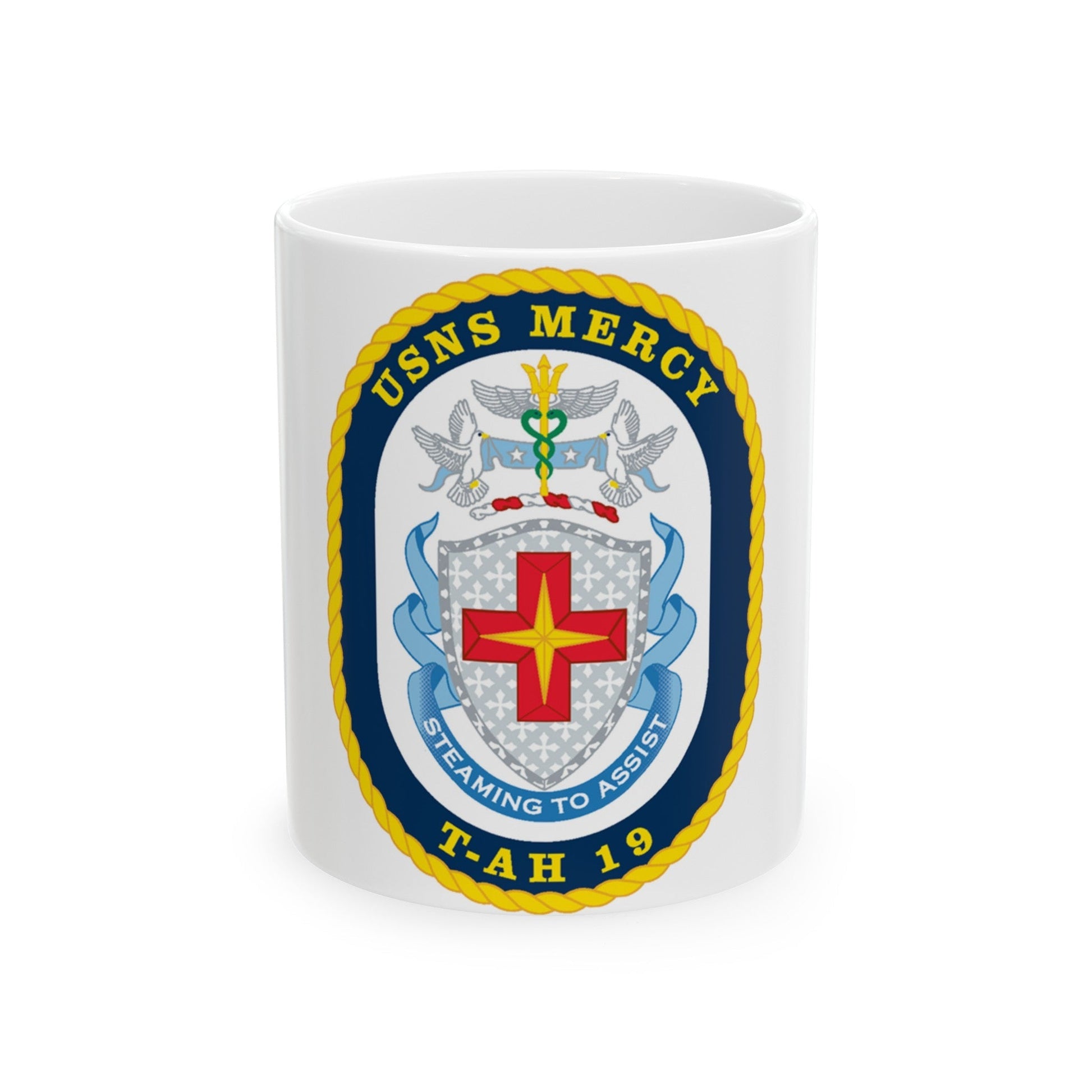 USNS Mercy T AH 19 (U.S. Navy) White Coffee Mug-11oz-The Sticker Space