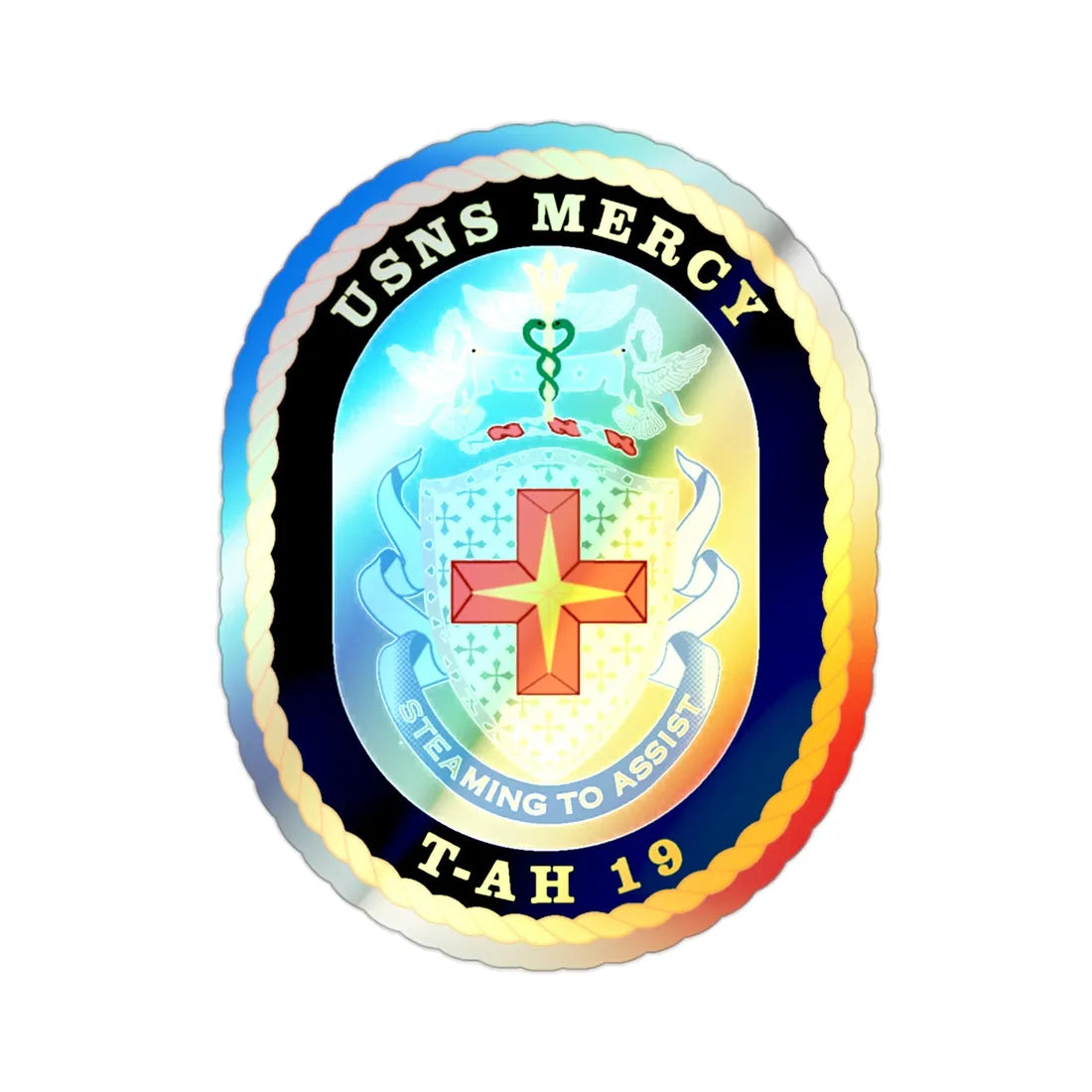 USNS Mercy T AH 19 (U.S. Navy) Holographic STICKER Die-Cut Vinyl Decal 2 Inch Holographic - The Sticker Space
