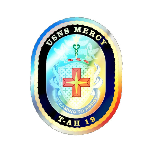 USNS Mercy T AH 19 (U.S. Navy) Holographic STICKER Die-Cut Vinyl Decal 6 Inch Holographic - The Sticker Space