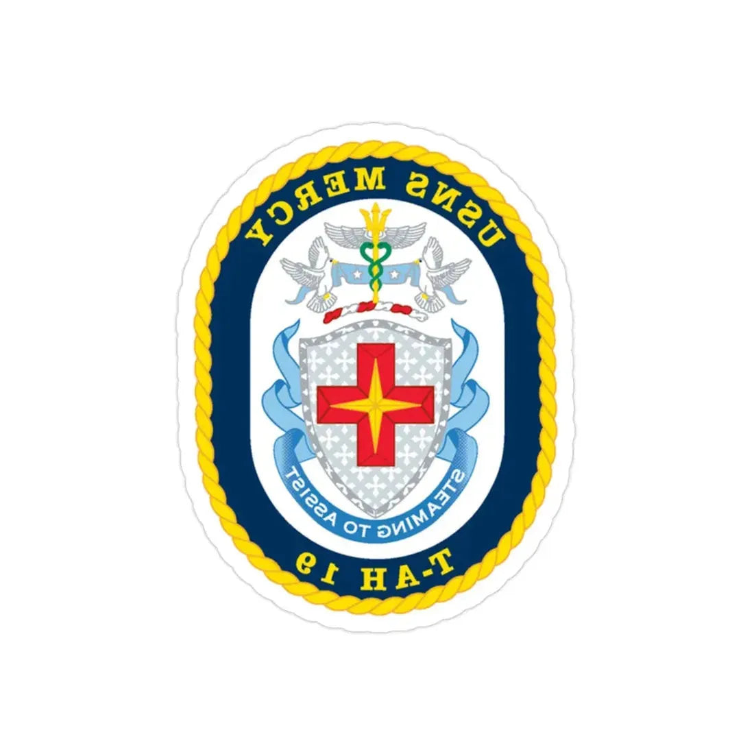 USNS Mercy T AH 19 (U.S. Navy) REVERSE PRINT Transparent Die-Cut STICKER 2 Inch Die-Cut Transparent - The Sticker Space