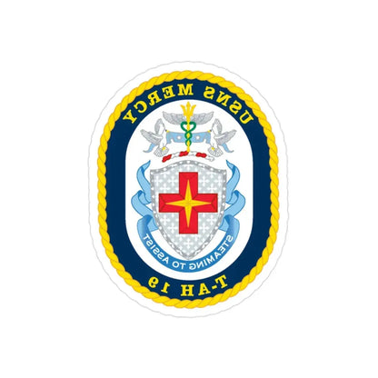 USNS Mercy T AH 19 (U.S. Navy) REVERSE PRINT Transparent Die-Cut STICKER 2 Inch Die-Cut Transparent - The Sticker Space