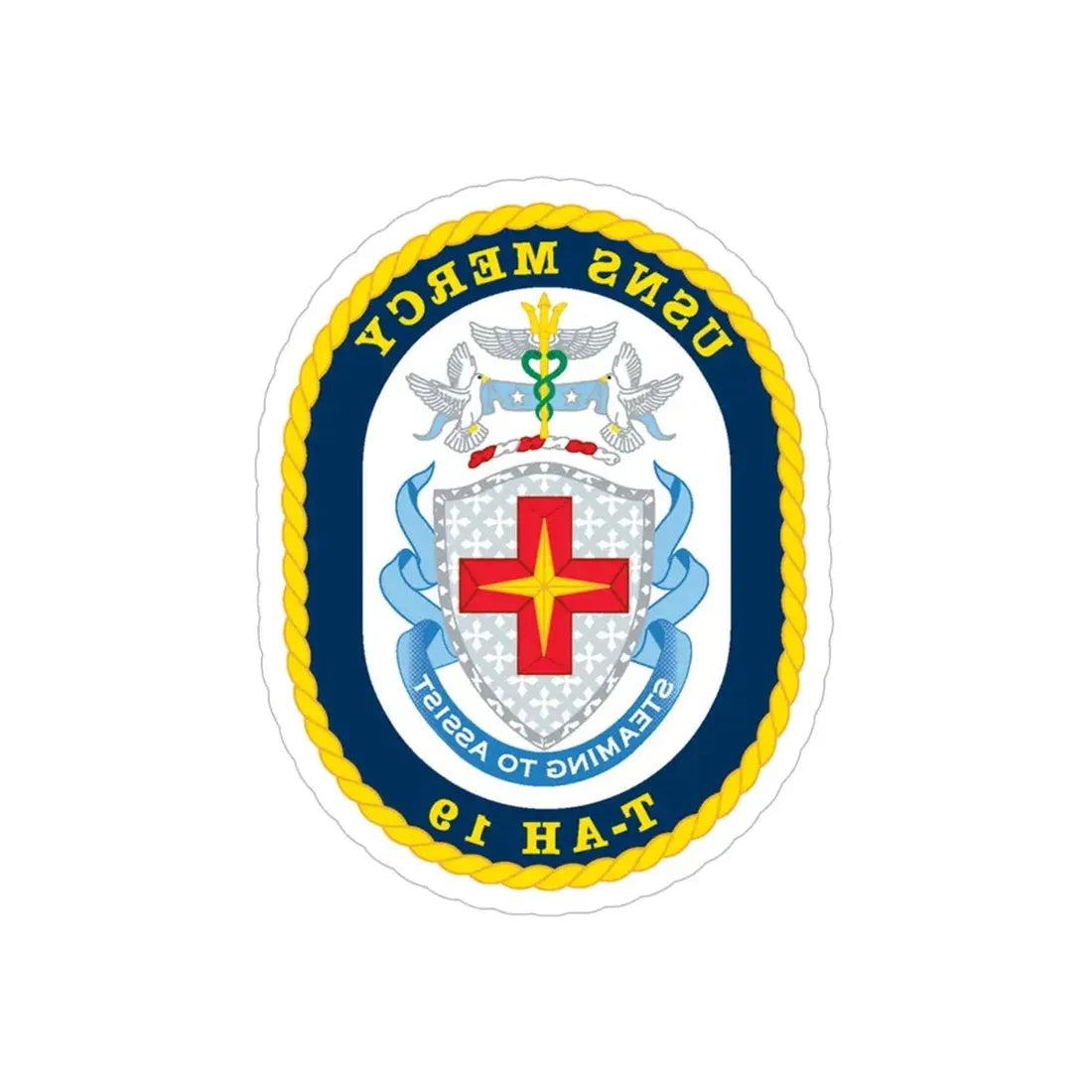 USNS Mercy T AH 19 (U.S. Navy) REVERSE PRINT Transparent Die-Cut STICKER 6 Inch Die-Cut Transparent - The Sticker Space