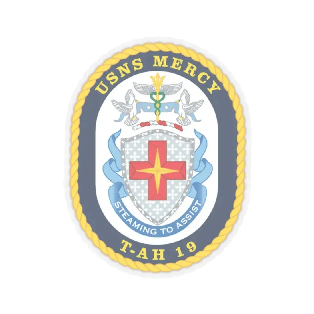 USNS Mercy T AH 19 (U.S. Navy) STICKER Vinyl Kiss-Cut Decal 2 Inch Transparent - The Sticker Space