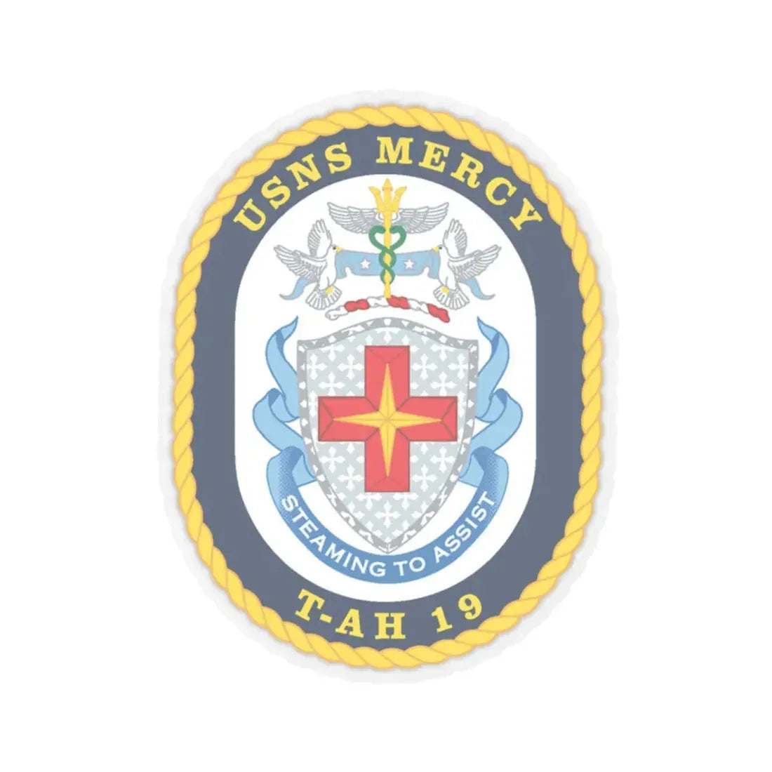 USNS Mercy T AH 19 (U.S. Navy) STICKER Vinyl Kiss-Cut Decal 3 Inch Transparent - The Sticker Space