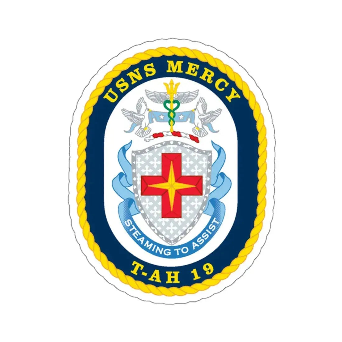 USNS Mercy T AH 19 (U.S. Navy) STICKER Vinyl Kiss-Cut Decal 3 Inch White - The Sticker Space
