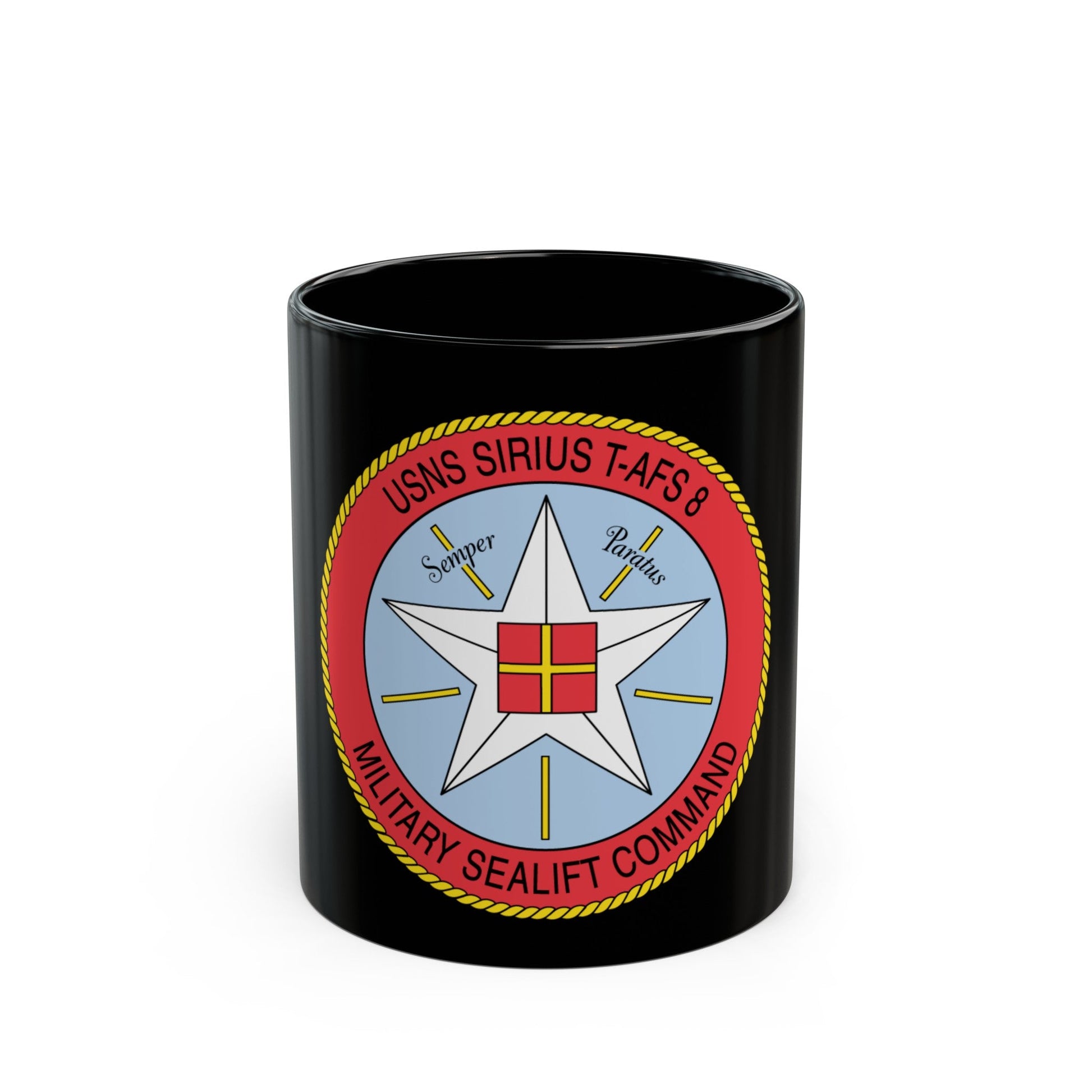 USNS Sirius T Afs 8 Military Sealift Command (U.S. Navy) Black Coffee Mug-11oz-The Sticker Space