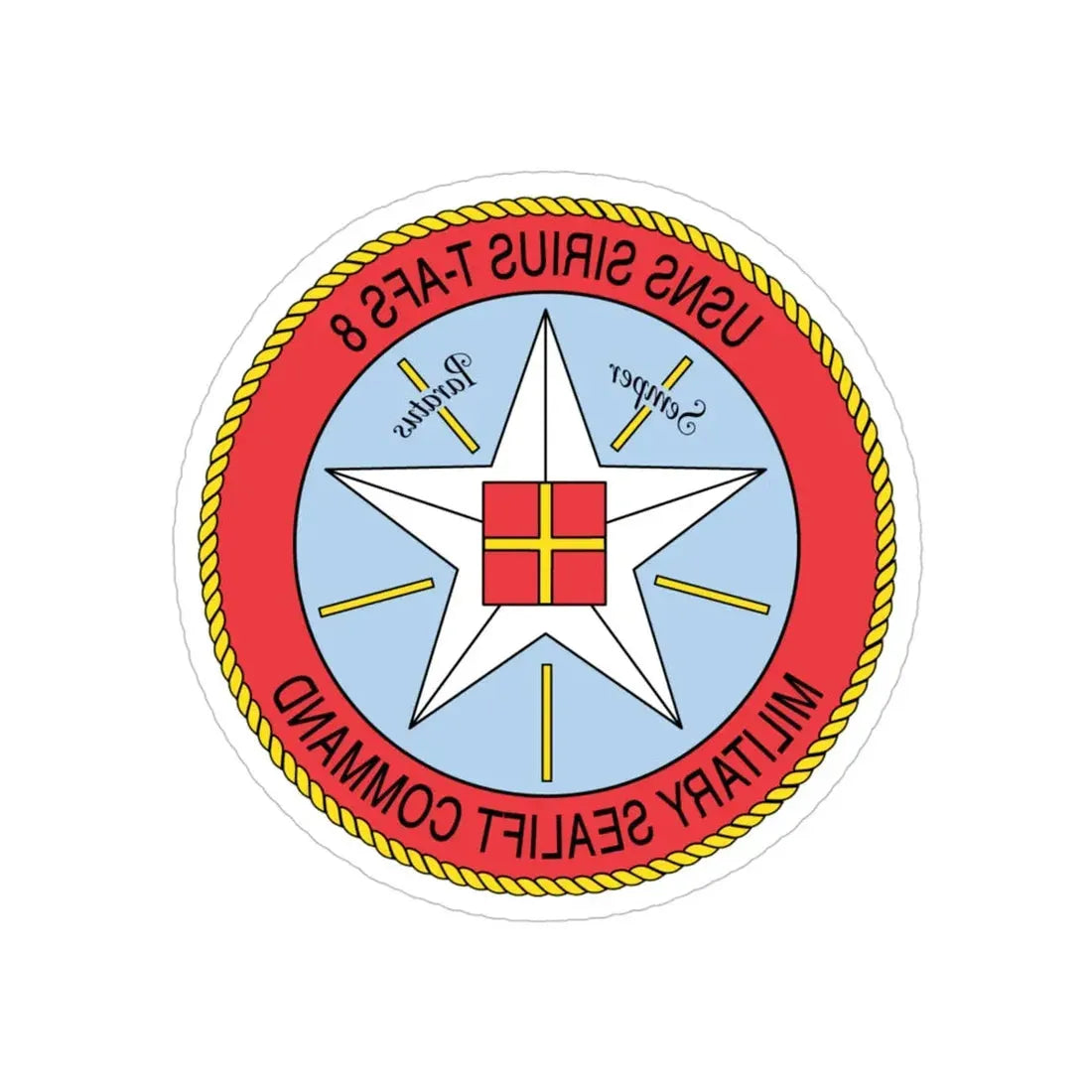 USNS Sirius T Afs 8 Military Sealift Command (U.S. Navy) REVERSE PRINT Transparent Die-Cut STICKER 4 Inch Die-Cut Transparent - The Sticker Space