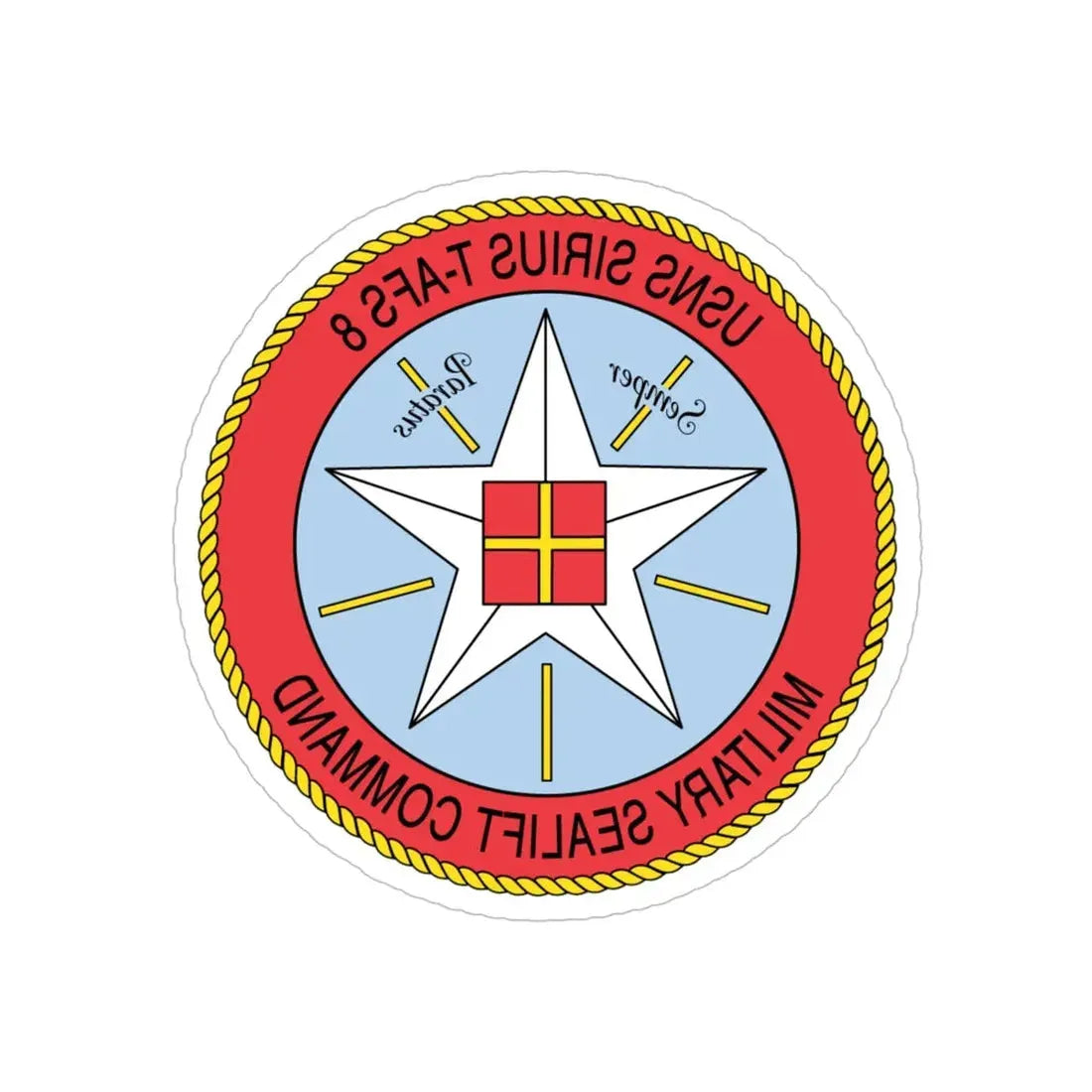 USNS Sirius T Afs 8 Military Sealift Command (U.S. Navy) REVERSE PRINT Transparent Die-Cut STICKER 6 Inch Die-Cut Transparent - The Sticker Space
