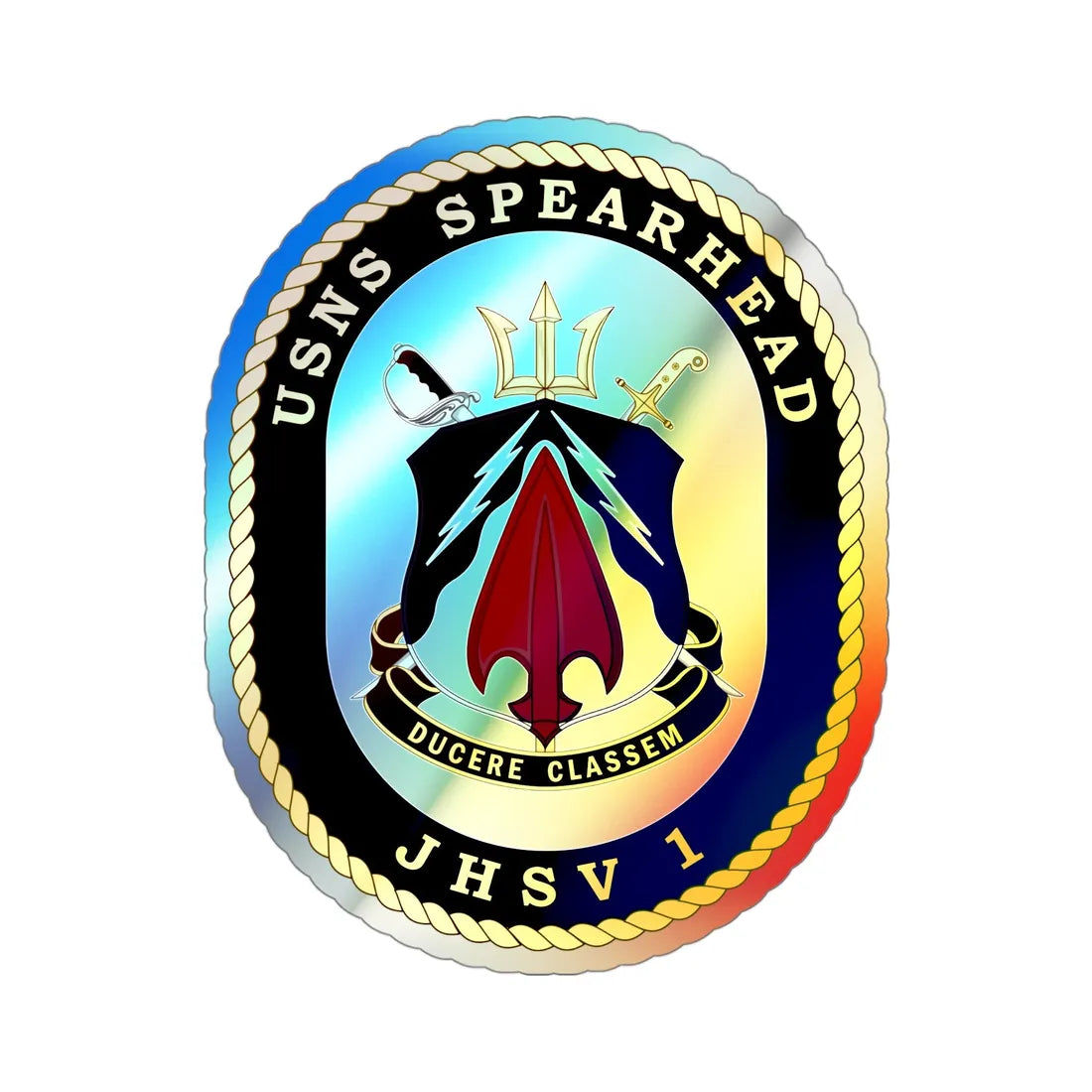 USNS Spearhead JHSV 1 (U.S. Navy) Holographic STICKER Die-Cut Vinyl Decal 4 Inch Holographic - The Sticker Space