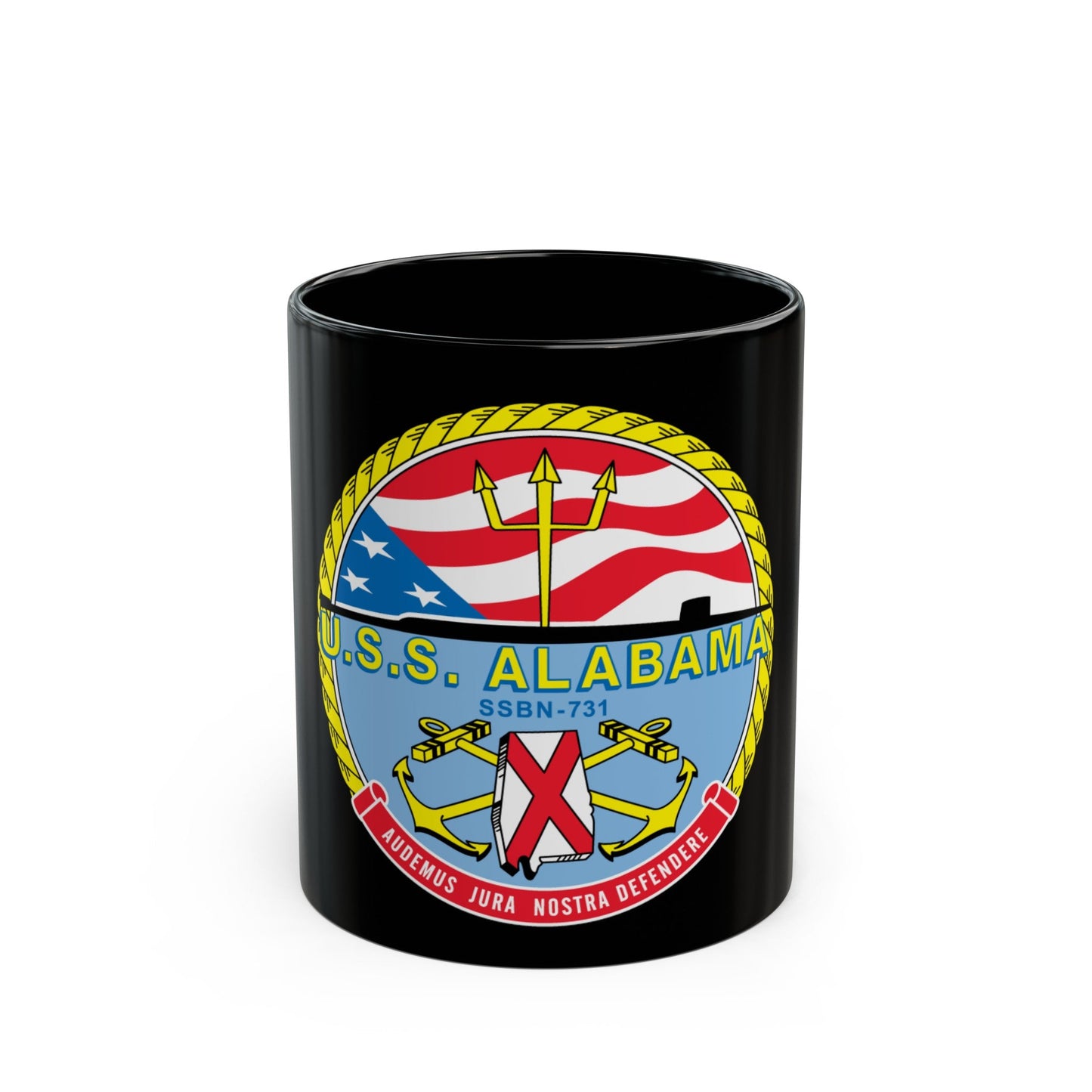 USS Alabama (U.S. Navy) Black Coffee Mug-11oz-The Sticker Space
